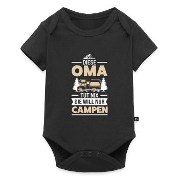 Camping Oma Camper Geschenk - Baby Premium Kurzarmbody - Schwarz - Vorne