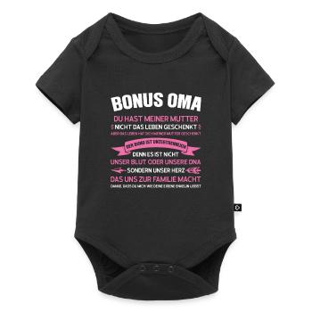 Bonus Oma Familie Stiefoma Geschenk - Baby Premium Kurzarmbody - Schwarz - Vorne