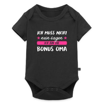 Bonus Oma Stieffamilie Stiefgroßmutter Geschenk - Baby Premium Kurzarmbody - Schwarz - Vorne