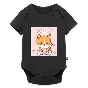 Cadeau japonais au lait de fraise kawaii - Body à manches courtes Premium Bébé - noir - Devant