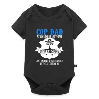 Cop Dad Son Cop Dad Family Geschenk - Baby Premium Kurzarmbody - Schwarz - Vorne