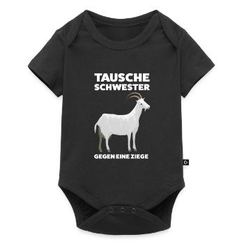 Ziege Schwester Ziegen Geschenk - Baby Premium Kurzarmbody - Schwarz - Vorne