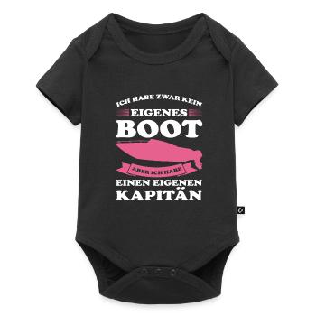 Kapitän Boot Bootfahrer Geschenk - Baby Premium Kurzarmbody - Schwarz - Vorne