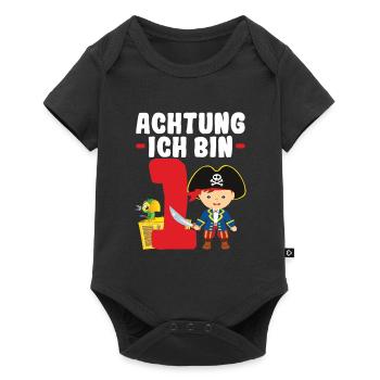 1.Geburtstag Pirat Piraten Party Geschenk - Baby Premium Kurzarmbody - Schwarz - Vorne