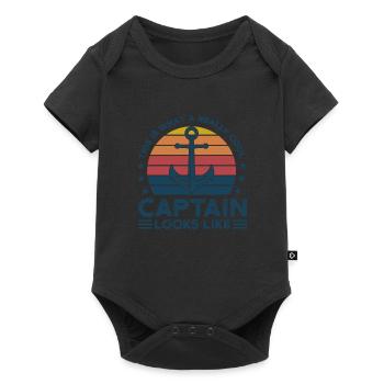 Kapitän Kapitäne Bootfahren Geschenk - Baby Premium Kurzarmbody - Schwarz - Vorne