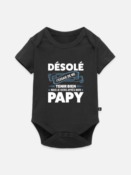 Papi Papi Famille Geschenk - Baby Premium Kurzarmbody - Schwarz