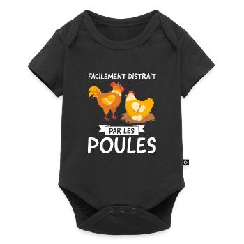 Huhn Huhn Tier Geschenk - Baby Premium Kurzarmbody - Schwarz - Vorne