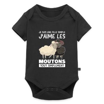 Schaf Mädchen Sheep Girl Geschenk - Baby Premium Kurzarmbody - Schwarz - Vorne