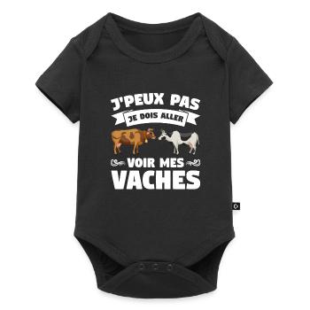 Kuh Kuh Tier Geschenk - Baby Premium Kurzarmbody - Schwarz - Vorne