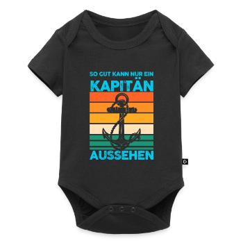 Kapitän Boot Bootfahrer Geschenk - Baby Premium Kurzarmbody - Schwarz - Vorne