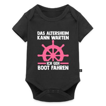 Kapitänin Boot Segelboot Geschenk - Baby Premium Kurzarmbody - Schwarz - Vorne