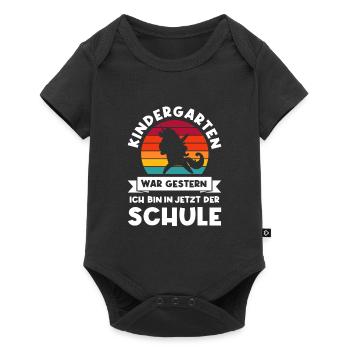 Schulkind Einhorn Schulbeginn Geschenk - Baby Premium Kurzarmbody - Schwarz - Vorne
