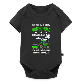 Vorschule Traktor Vorschüler Geschenk - Baby Premium Kurzarmbody - Schwarz - Vorne