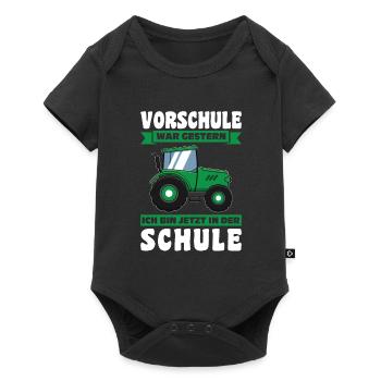 Schulkind Traktor Schulstart Geschenk - Baby Premium Kurzarmbody - Schwarz - Vorne