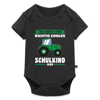Schulkind Traktor Schulbeginn Geschenk - Baby Premium Kurzarmbody - Schwarz - Vorne