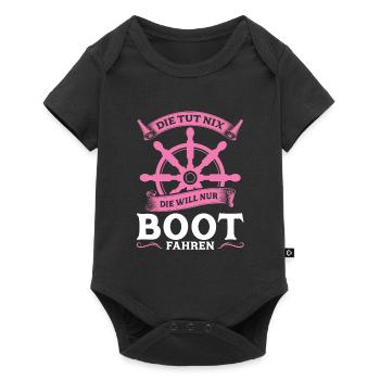 Kapitänin Boot Segelboot Geschenk - Baby Premium Kurzarmbody - Schwarz - Vorne
