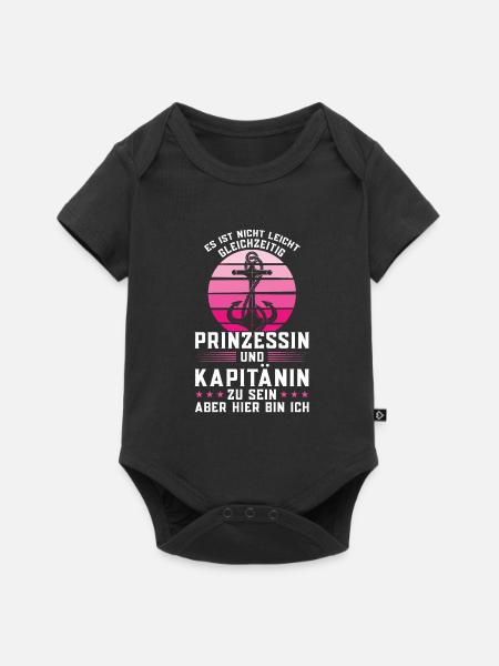 Kapitänin Boot Bootsfahrerin Geschenk - Baby Premium Kurzarmbody - Schwarz