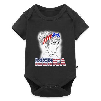 Merica Girl USA Flagge - Baby Premium Kurzarmbody - Schwarz - Vorne
