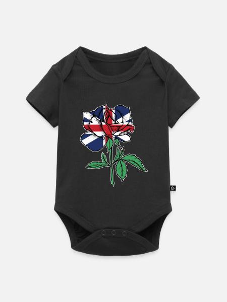 Flag Rose British Flag Roots Gift - Baby Premium short-sleeve bodysuit - black