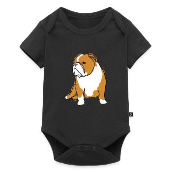 Englische Bulldogge Strichzeichnung - Baby Premium Kurzarmbody - Schwarz - Vorne