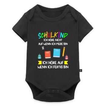 Schulkind Schulanfang Schulanfänger Geschenk - Baby Premium Kurzarmbody - Schwarz - Vorne