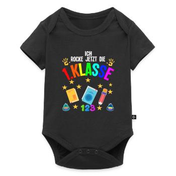 1.Klasse Schulanfang Schulanfänger Geschenk - Baby Premium Kurzarmbody - Schwarz - Vorne