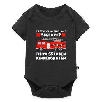 Kindergarten Feuerwehr Kita-Kind Geschenk - Baby Premium Kurzarmbody - Schwarz - Vorne
