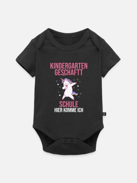 Schulkind Einhorn Schulstart Geschenk - Baby Premium Kurzarmbody - Schwarz