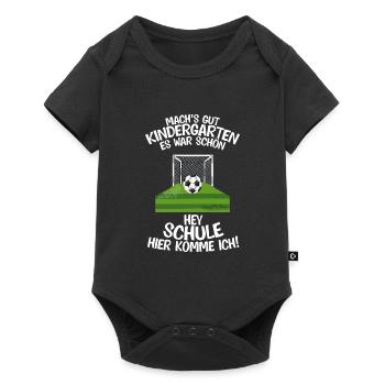 Schulkind Fußball Schulstart Geschenk - Baby Premium Kurzarmbody - Schwarz - Vorne