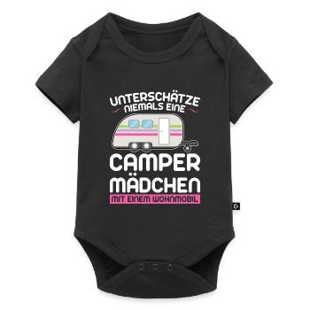 Campen Camping camper Wanderung Geschenk - Baby Premium Kurzarmbody - Schwarz - Vorne