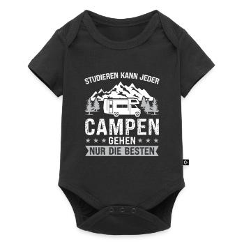 Campen Camping camper Wanderung Geschenk - Baby Premium Kurzarmbody - Schwarz - Vorne