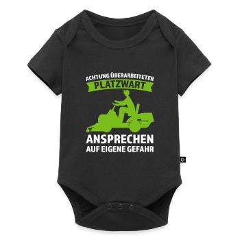 Platzwart Garten Rasenmäher Geschenk - Baby Premium Kurzarmbody - Schwarz - Vorne