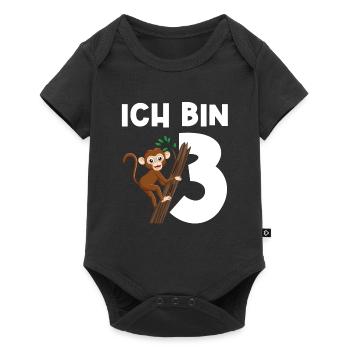 3.Geburtstag Affe Geburtstagsparty Geschenk - Baby Premium Kurzarmbody - Schwarz - Vorne