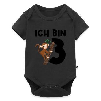 3.Geburtstag Affe 3 Jahre alt Geschenk - Baby Premium Kurzarmbody - Schwarz - Vorne