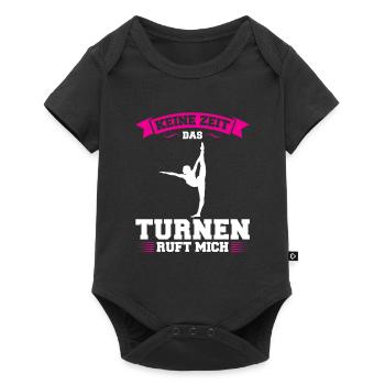 Turnen Mädchen Turnerin Geschenk - Baby Premium Kurzarmbody - Schwarz - Vorne