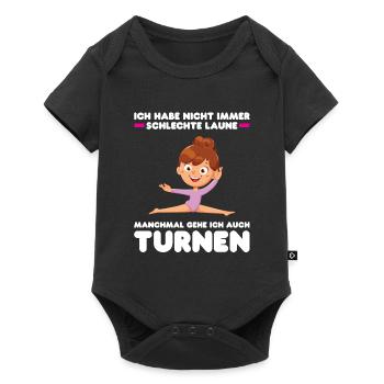 Turnen Mädchen Gymnastik Geschenk - Baby Premium Kurzarmbody - Schwarz - Vorne