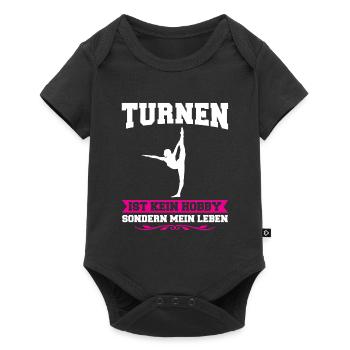 Turnen Mädchen Turnerinnen Geschenk - Baby Premium Kurzarmbody - Schwarz - Vorne