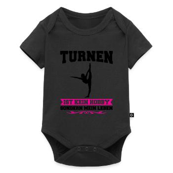 Turnen Mädchen Bodenturnen Geschenk - Baby Premium Kurzarmbody - Schwarz - Vorne