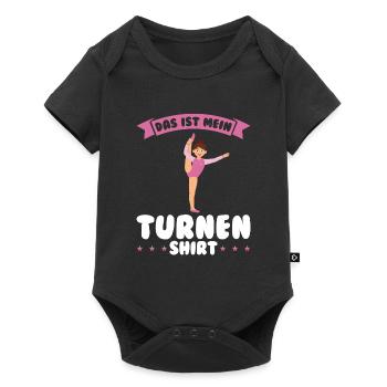 Turnen Mädchen Turnerinnen Geschenk - Baby Premium Kurzarmbody - Schwarz - Vorne