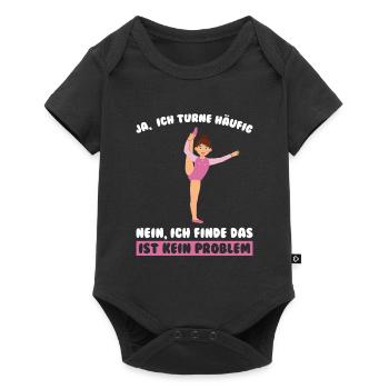 Turnen Mädchen Geräteturnen Geschenk - Baby Premium Kurzarmbody - Schwarz - Vorne
