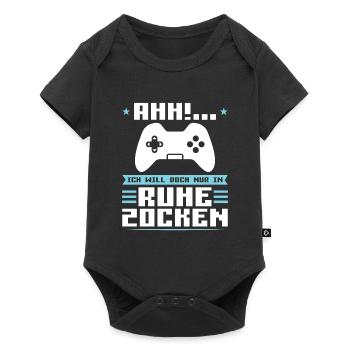 Gaming Zocken Gamer Geschenk - Baby Premium Kurzarmbody - Schwarz - Vorne