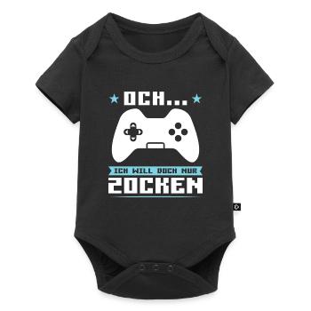 Gaming Zocken Zocker Geschenk - Baby Premium Kurzarmbody - Schwarz - Vorne