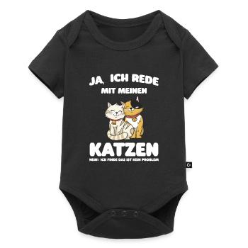 Katze Tier Katzen Geschenk - Baby Premium Kurzarmbody - Schwarz - Vorne