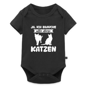 Katze Tier Katzen Geschenk - Baby Premium Kurzarmbody - Schwarz - Vorne