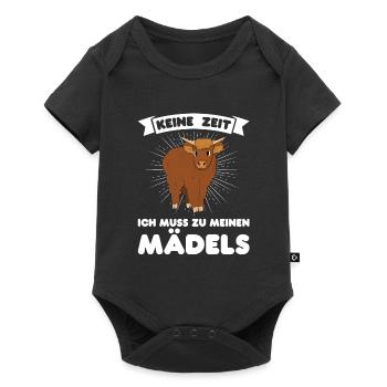 Rind Schottisches Hochlandrind Bauernhof Geschenk - Baby Premium Kurzarmbody - Schwarz - Vorne