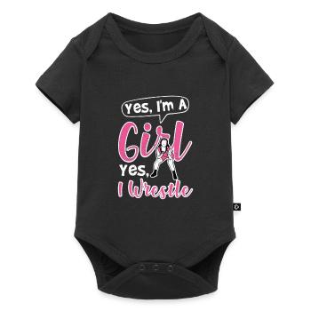 Yes I'm A Girl Yes I Wrestle - Baby Premium Kurzarmbody - Schwarz - Vorne
