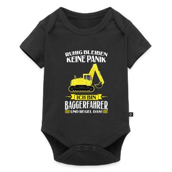 Baggerfahrer Job Baumaschine Geschenk - Baby Premium Kurzarmbody - Schwarz - Vorne