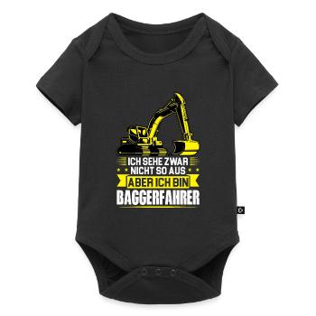 Baggerfahrer Job Baumaschine Geschenk - Baby Premium Kurzarmbody - Schwarz - Vorne