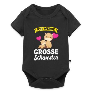 2 Giraffen Grosse Schwester Schwestern Geschenk - Baby Premium Kurzarmbody - Schwarz - Vorne