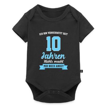 Hochzeit 10 Jahre verheiraten Braut Geschenk - Baby Premium Kurzarmbody - Schwarz - Vorne